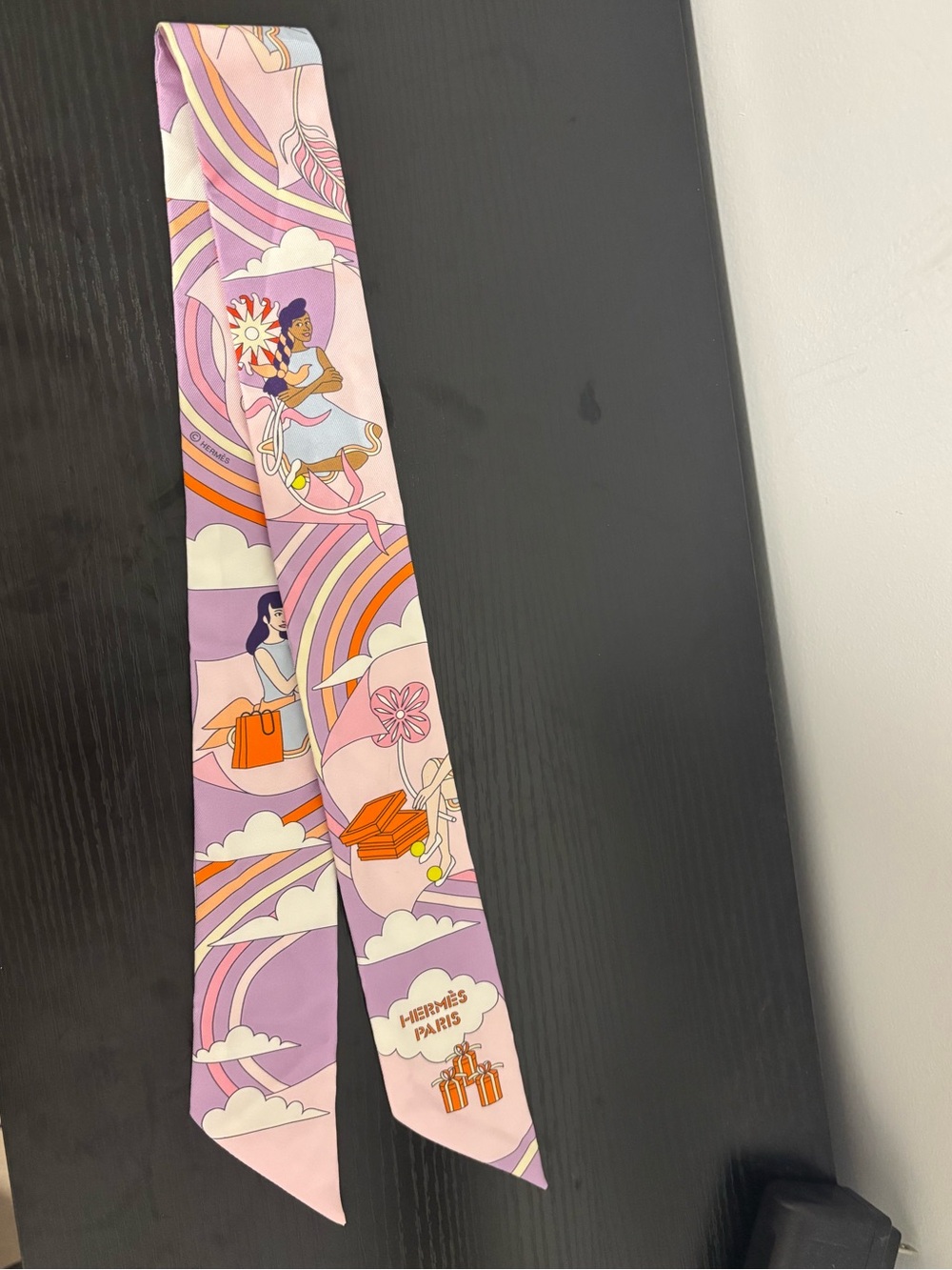Hermès Carres Volants Silk Twilly Mauve Purple Pink - Picture 4 of 7